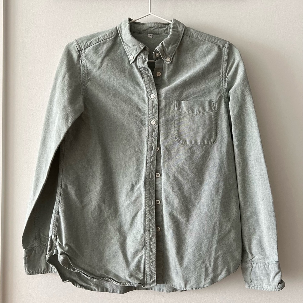 Muji airy green cotton shirt